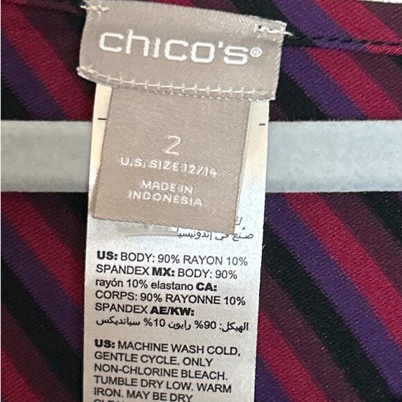 Chico’s Women’s Large Pink Stripe Asymmetrical Stretch Long Sleeve Maxi Dress - Picture 3 of 7